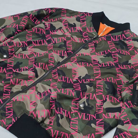 Valentino Army Camo Bomber Jacket with Pink Logo Letters | 46 & 54 | MSRP $2450 - Picture 2 of 16